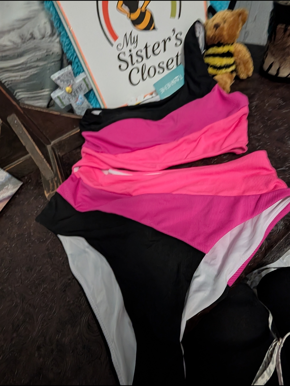 Women’s Colorblock One-Piece Swimsuit - Pink & Black